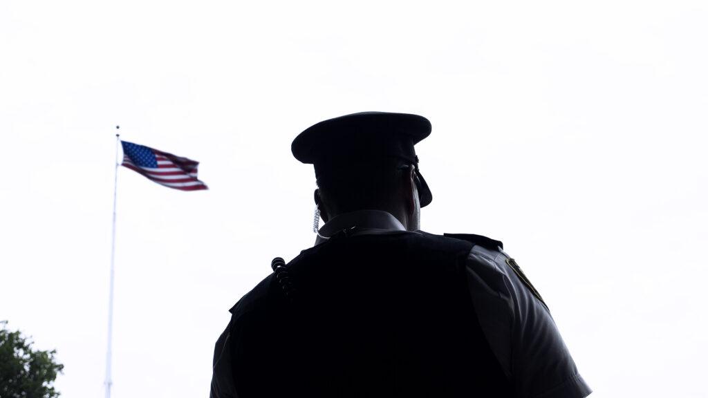 image of an officer standing at attention. 